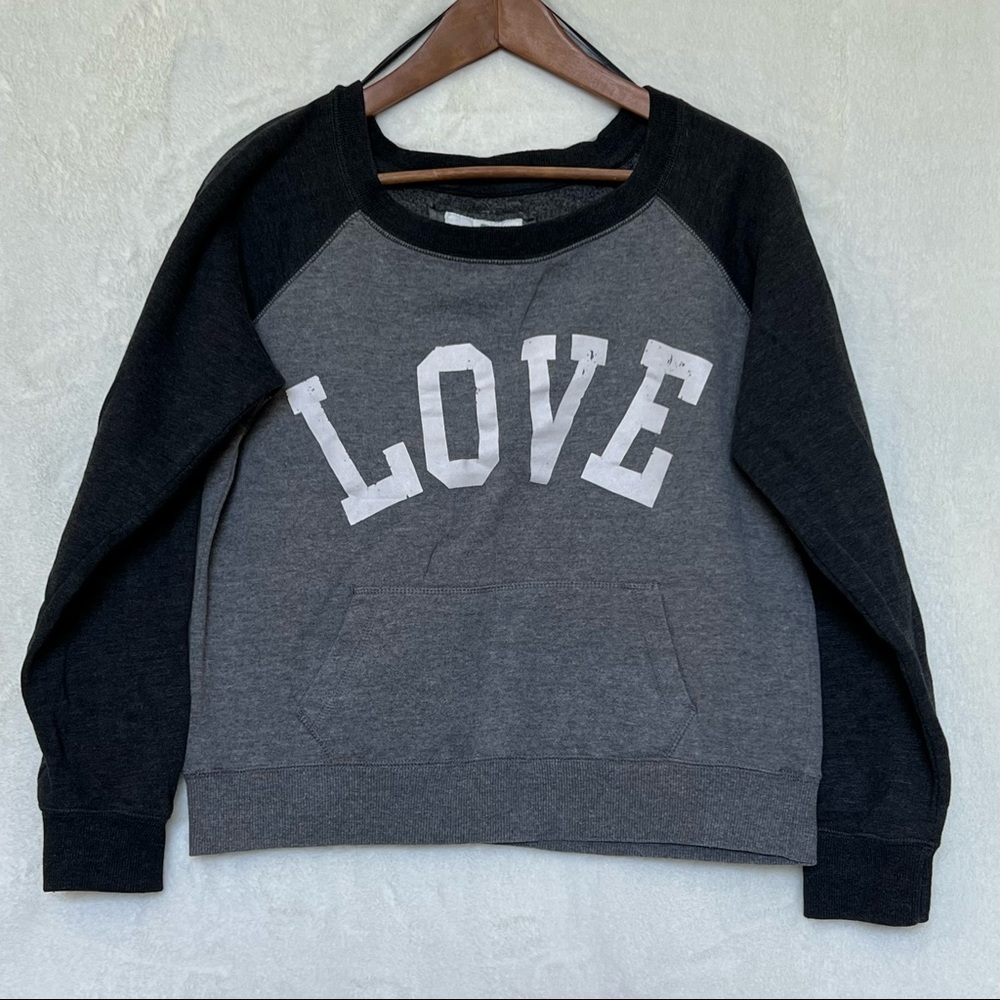 Green Sleeved Grey Love Sweater